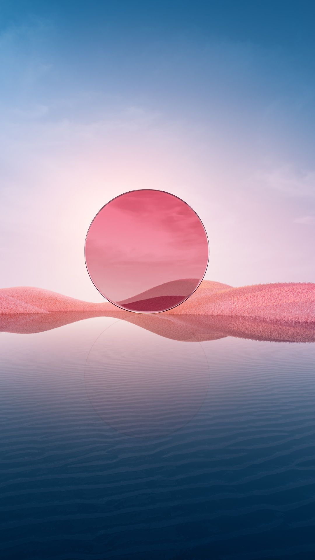 Sonne, Meer, Sanddünen, Surreal, Pastell, Hochformat, Hintergrundbild fürs Smartphone