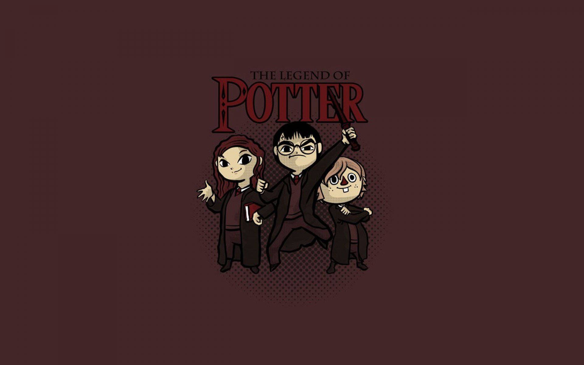 The Legend of Potter, Harry Potter, Hermine Granger, Ron Weasley, Chibi, Parodie, Full-HD-Hintergrund