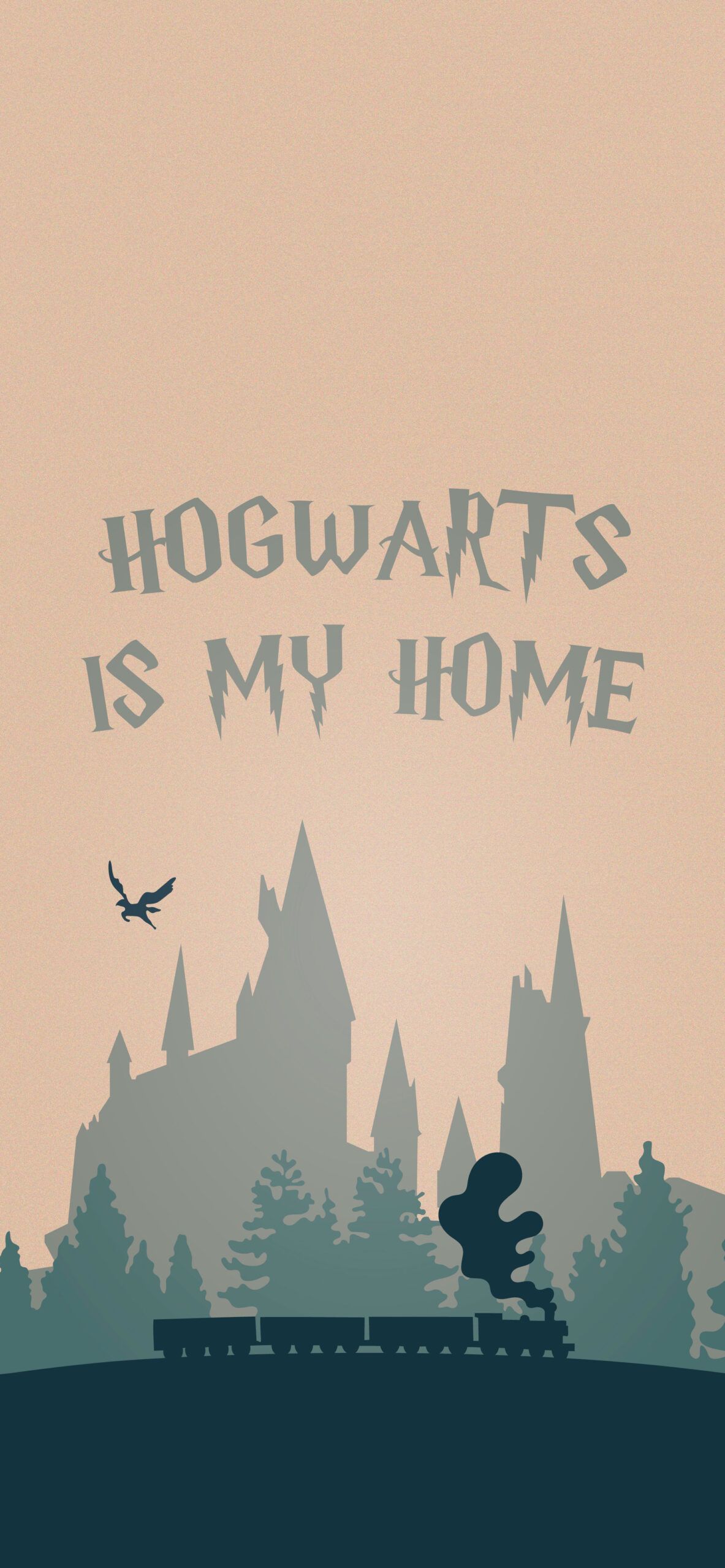 Hogwarts Is My Home, Hogwarts, Silhouette, Beige, Minimalismus, Hintergrundbild fürs Handy