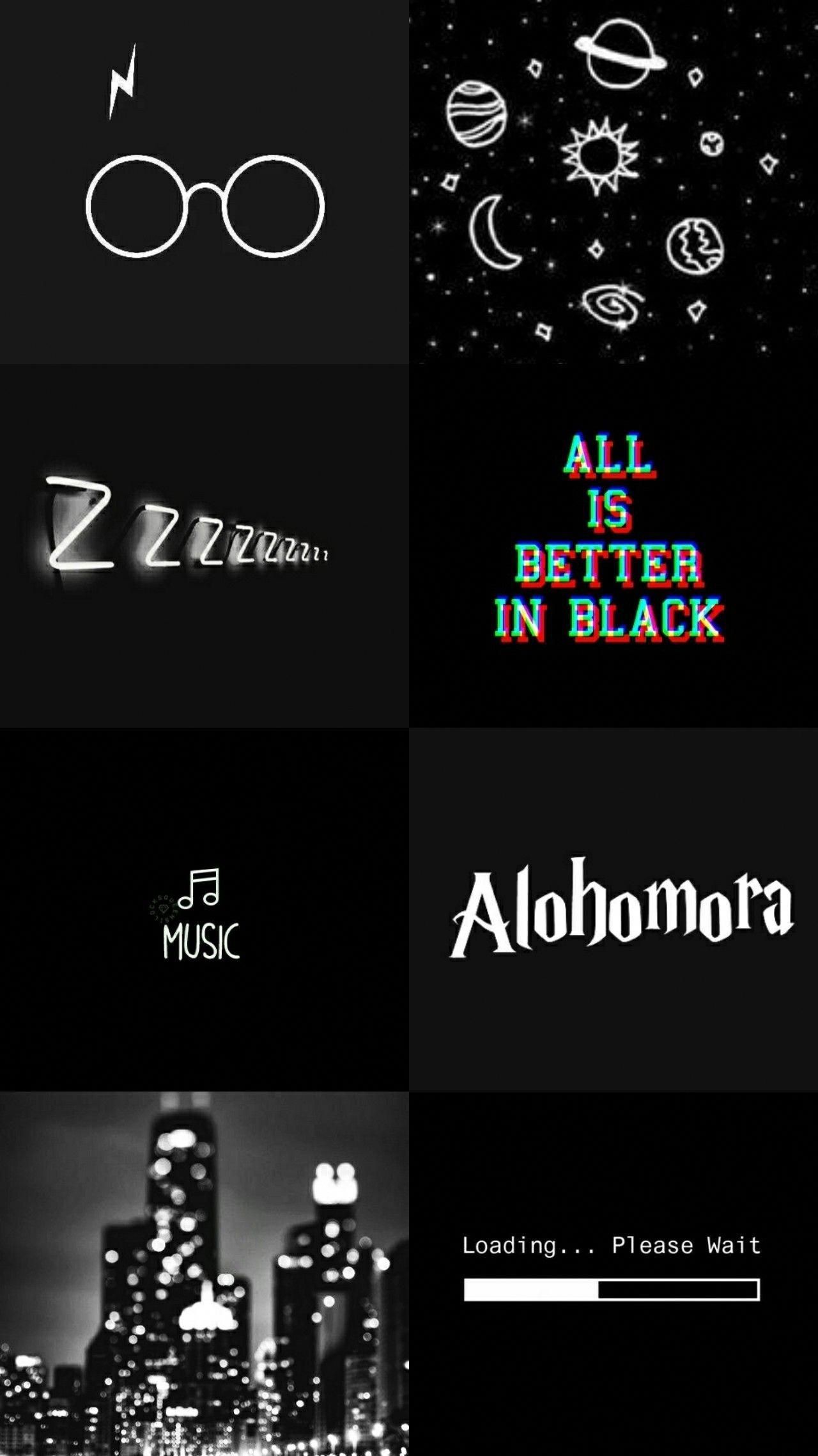 Harry Potter, Alohomora, Brille, Icons, Schwarz, Full HD, Sperrbildschirm fürs iPhone