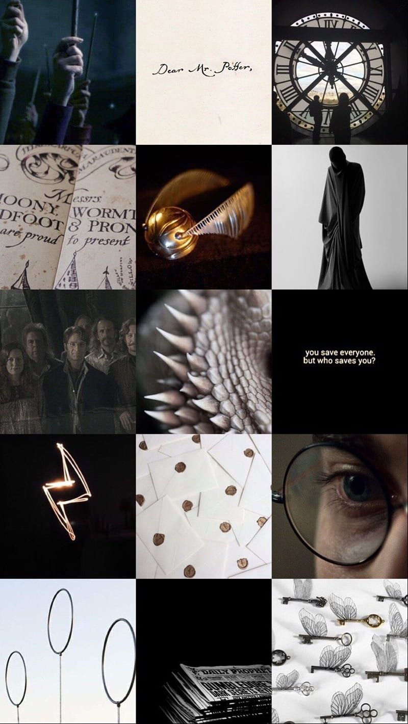 Harry Potter, Heiligtümer des Todes, Collage, Schwarzweiß, HD, iPhone-Hintergrundbild