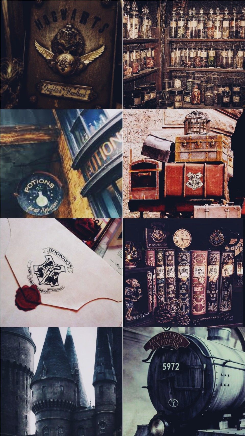 Harry Potter, Hogwarts-Express, Gryffindor, Bücher, Collage, HD, iPhone-Hintergrundbild