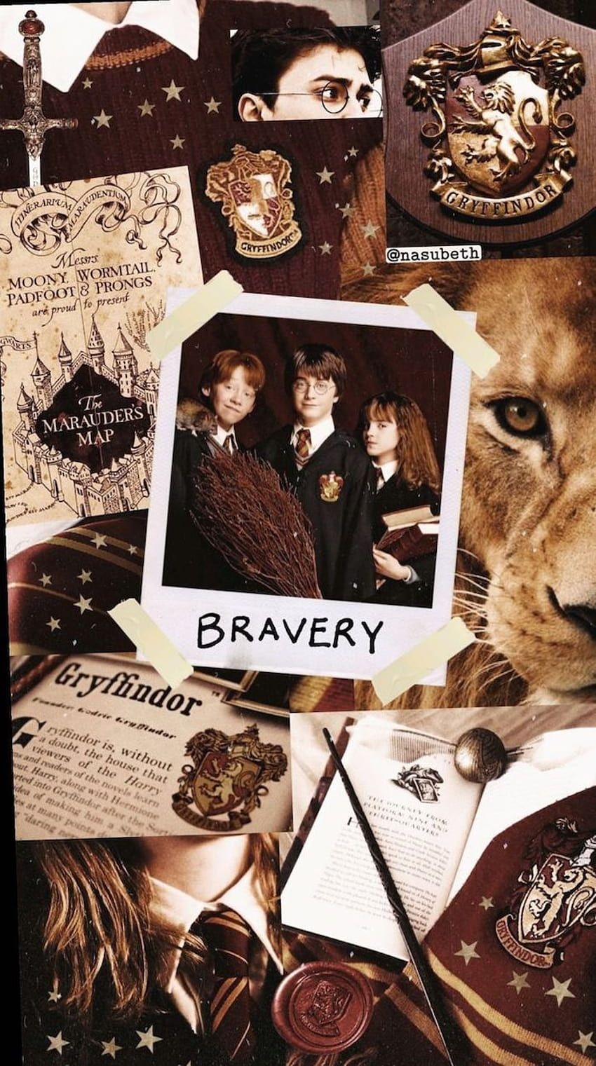 Gryffindor, Karte des Rumtreibers, Harry Potter, Bravery, Collage, HD, Handy-Hintergrund