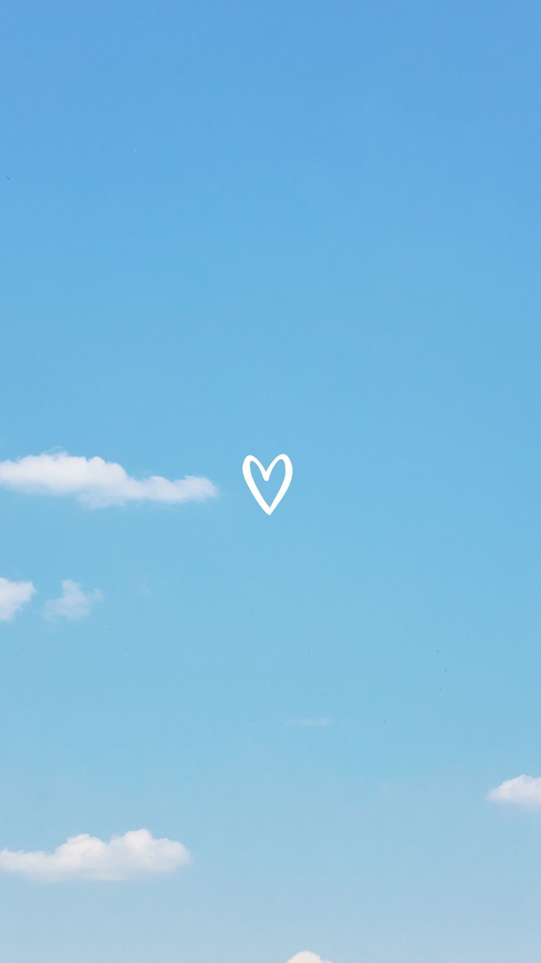 Herz, Blauer Himmel, Wolken, Minimalistisch, Hintergrundbild für iPhone und Android