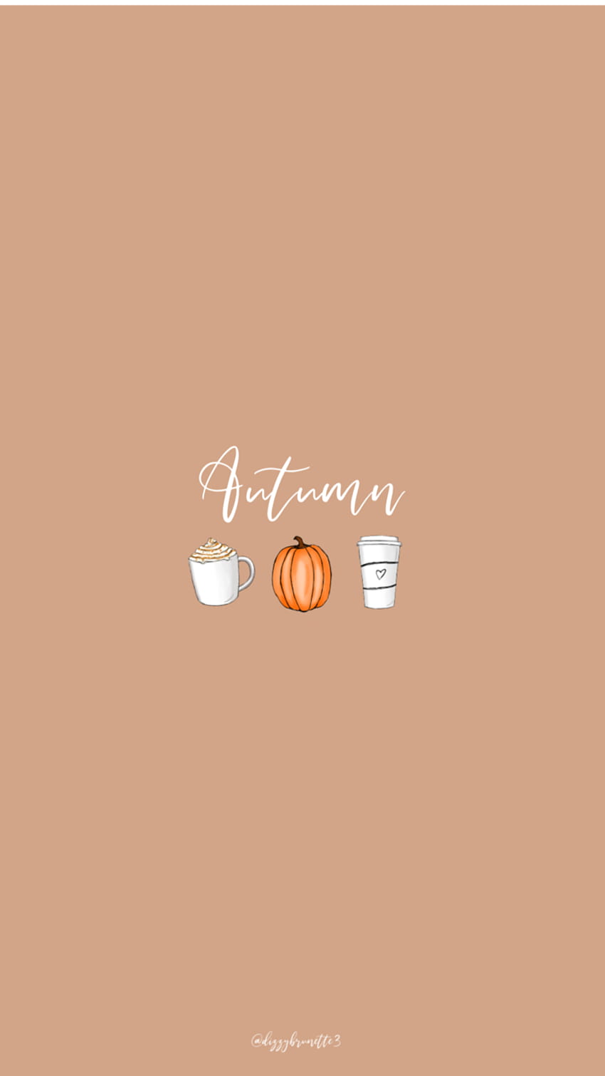 Autumn, Kürbis, Kaffeebecher, Schriftzug, Pfirsichfarben, Android-Hintergrundbild