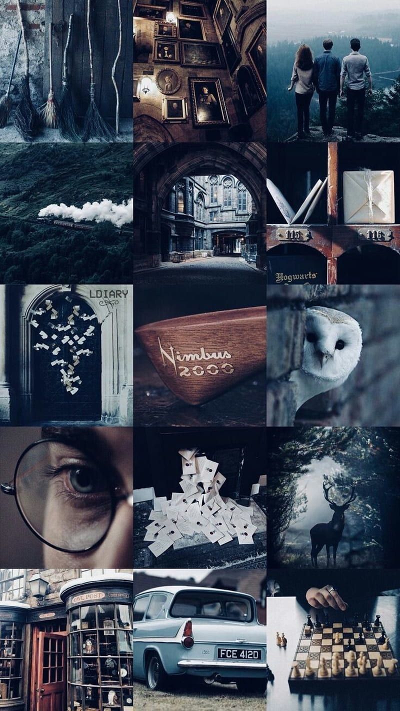Ravenclaw, Harry Potter, Collage, Eule, Dunkelblau, HD, Hintergrundbild fürs Handy