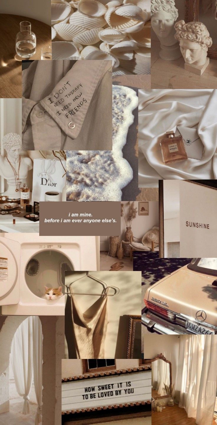 Collage, Ästhetik, Mode, Interior, Braun, HD, Sperrbildschirm fürs iPhone