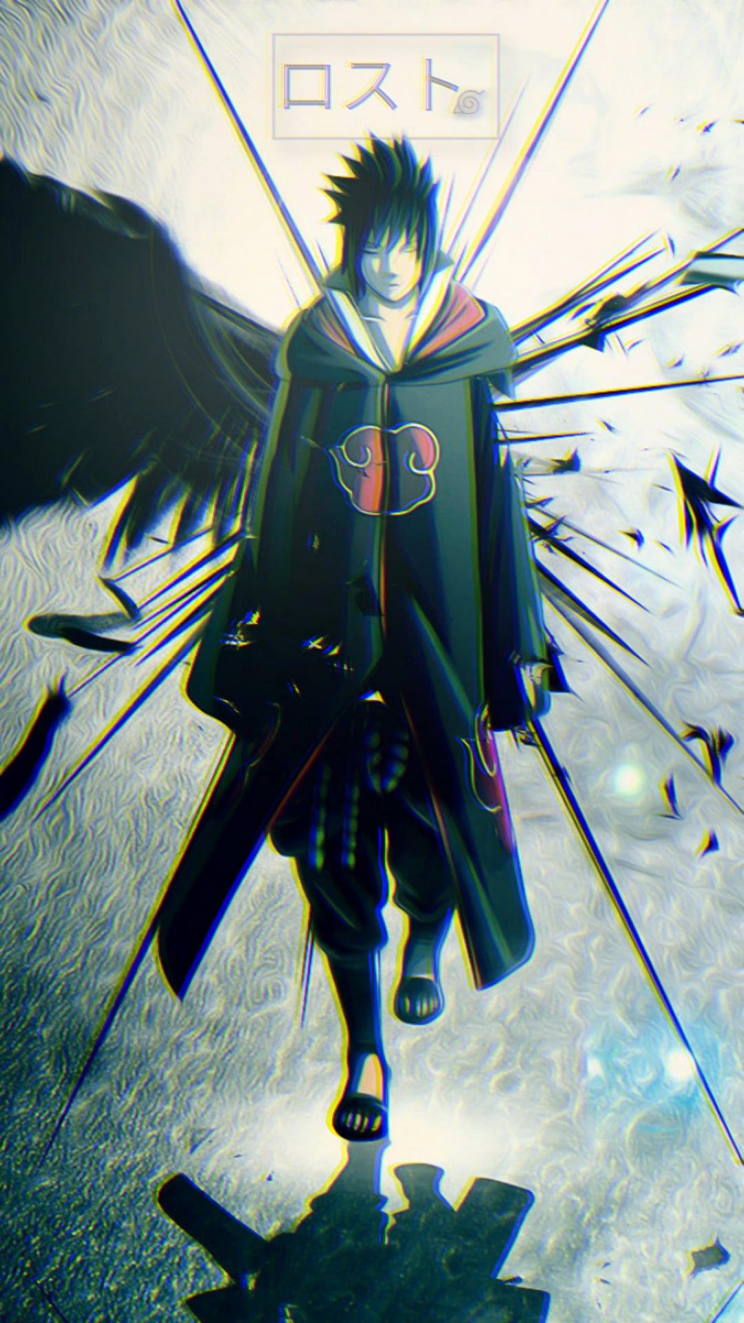 Sasuke Uchiha, Naruto, Akatsuki-Mantel, Anime, Dunkel, Full HD, Handy-Hintergrund im Hochformat