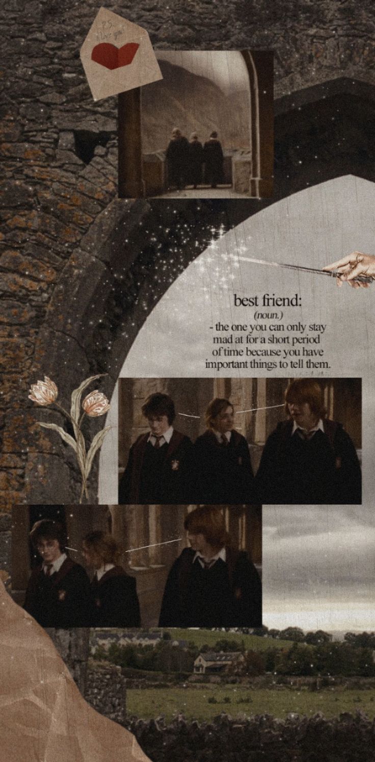 Harry Potter, Collage, Briefe, Braun, Vintage, Hintergrundbild für iPhone und Android