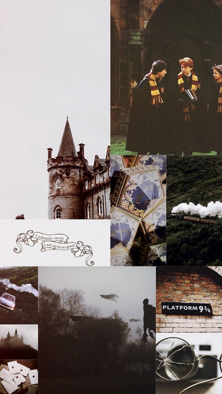 Harry Potter, Hogwarts, Collage, Grau, Ästhetik, HD, Sperrbildschirm fürs iPhone