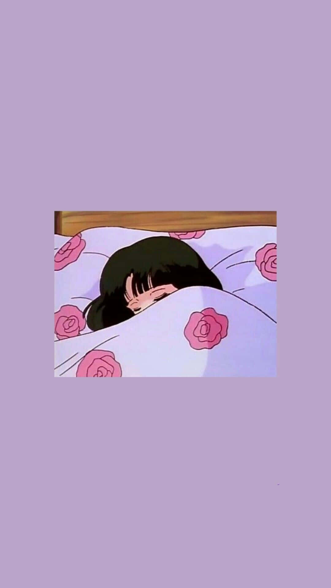 Mädchen, Bett, Schlaf, Illustration, Lila Hintergrund, Full HD, Sperrbildschirm fürs iPhone