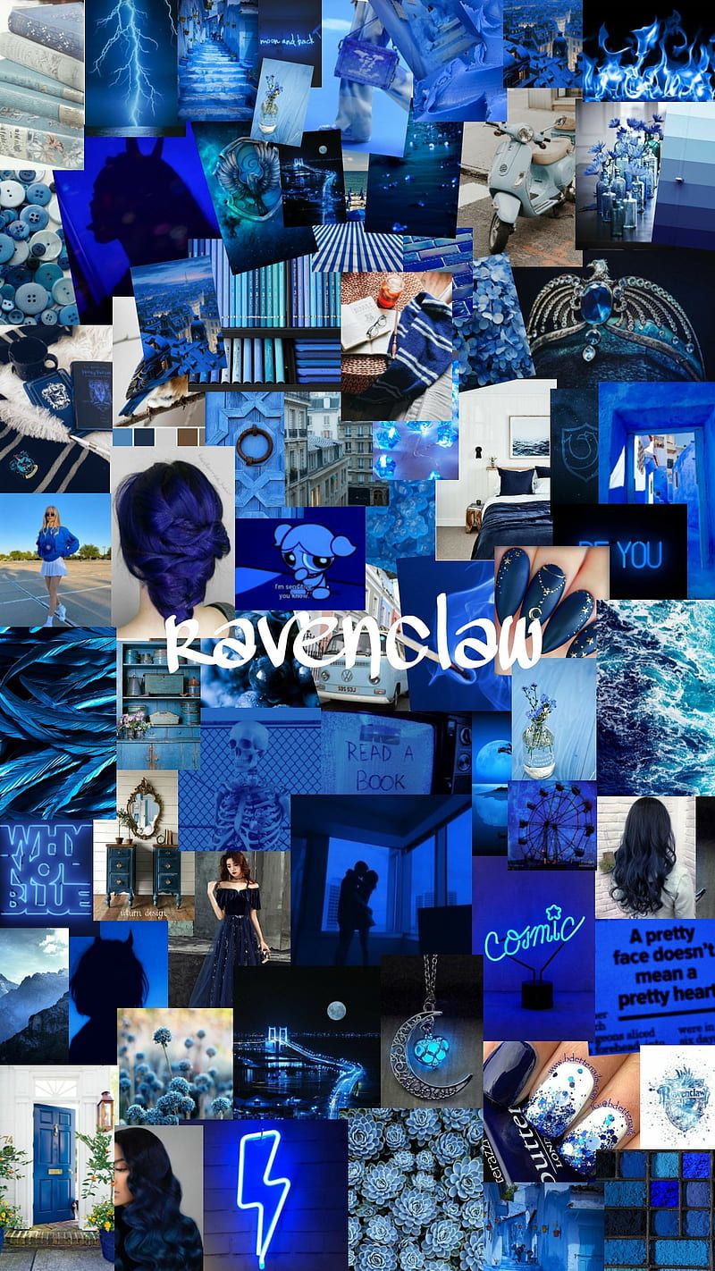 Ravenclaw, Harry Potter, Collage, Blau, Ästhetik, HD, Hintergrundbild fürs Handy