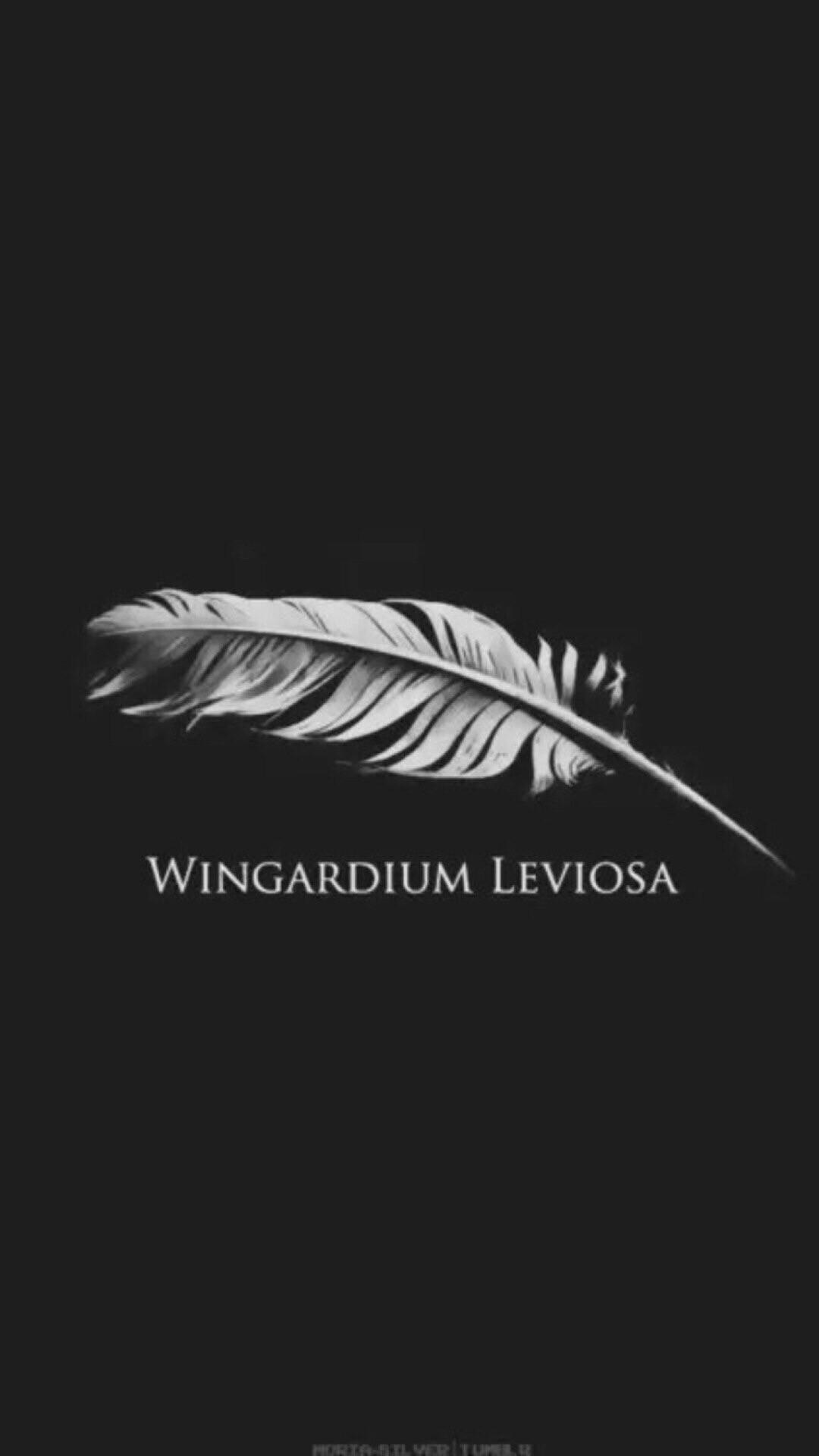 Wingardium Leviosa, Feder, Harry Potter, Dunkelgrau, Minimalismus, Full HD, Handy-Hintergrund