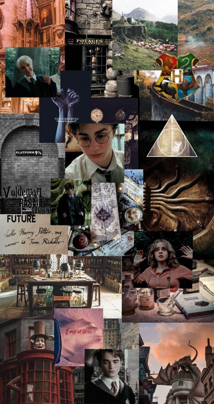 Harry Potter, Collage, Bunt, Ästhetik, Hintergrundbild für iPhone und Android