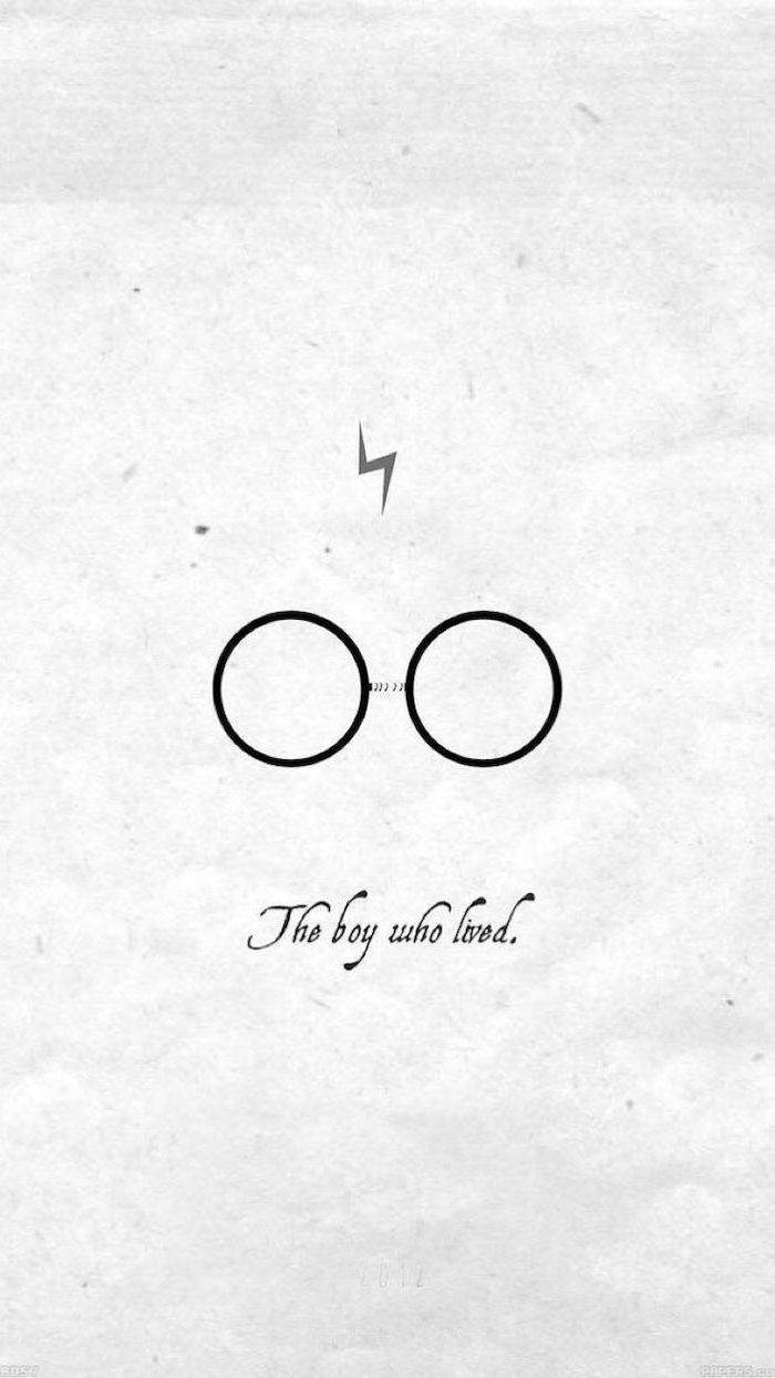 Der Junge, der überlebte, Harry Potter, Brille, Blitznarbe, Weißer Hintergrund, Minimalismus, Sperrbildschirm
