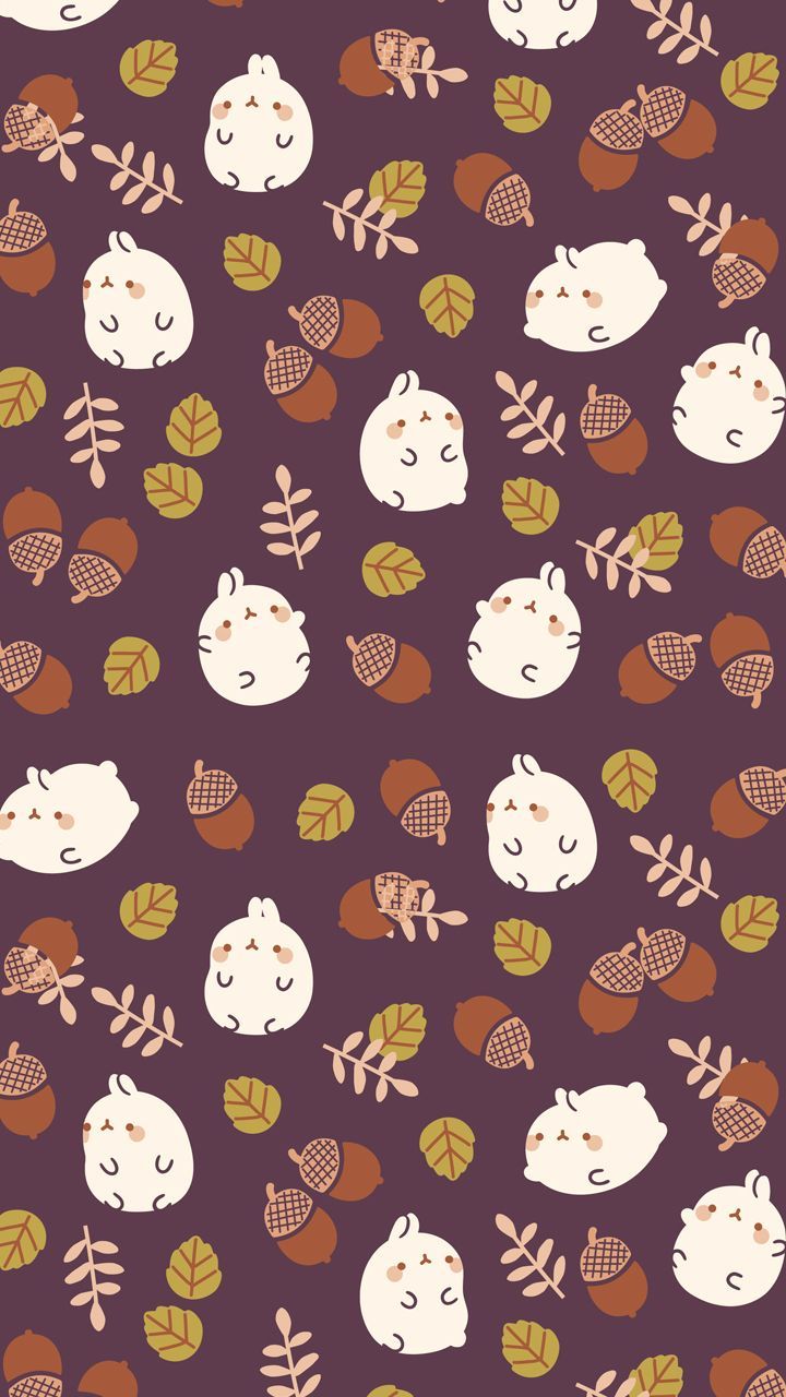 Igel, Herbstlaub, Muster, Lila Hintergrund, Kawaii, HD, Sperrbildschirm fürs iPhone