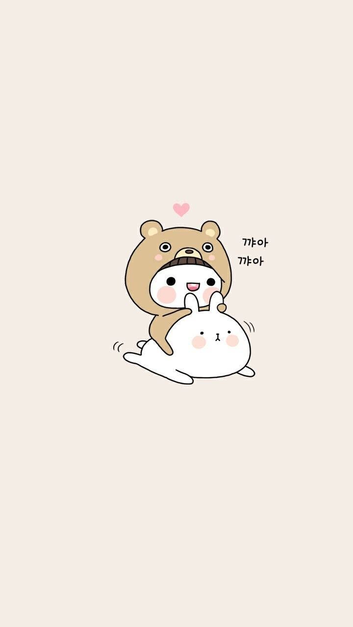 Katze, Bärenkostüm, Kawaii, Beiger Hintergrund, Minimalistisch, Sperrbildschirm fürs iPhone