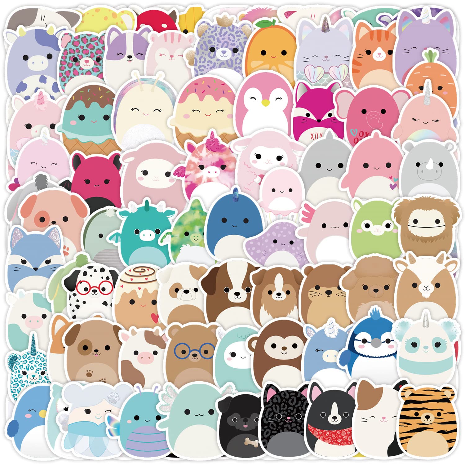 Squishmallows, Plüschtiere, Sticker, Bunt, Collage, Hintergrundbild für iPad und Tablet