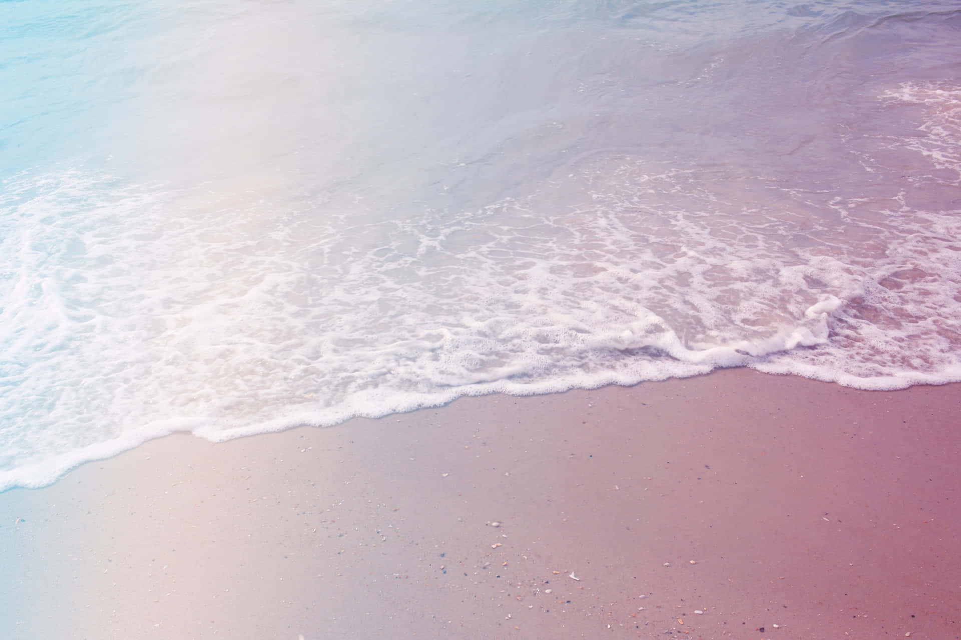 Welle, Sandstrand, Pastellfarben, Rosa, Schaum, Full HD, Desktop-Hintergrund für Windows