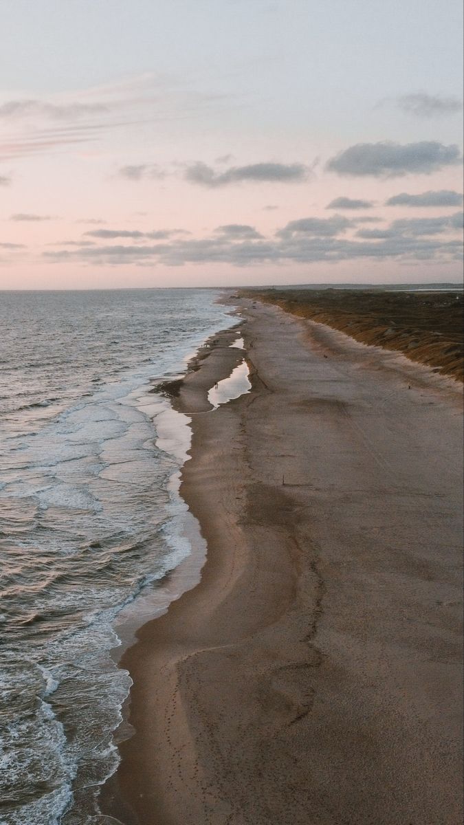 Strand, Luftaufnahme, Küstenlinie, Dämmerung, Wellen, Hochformat, Hintergrundbild fürs Smartphone