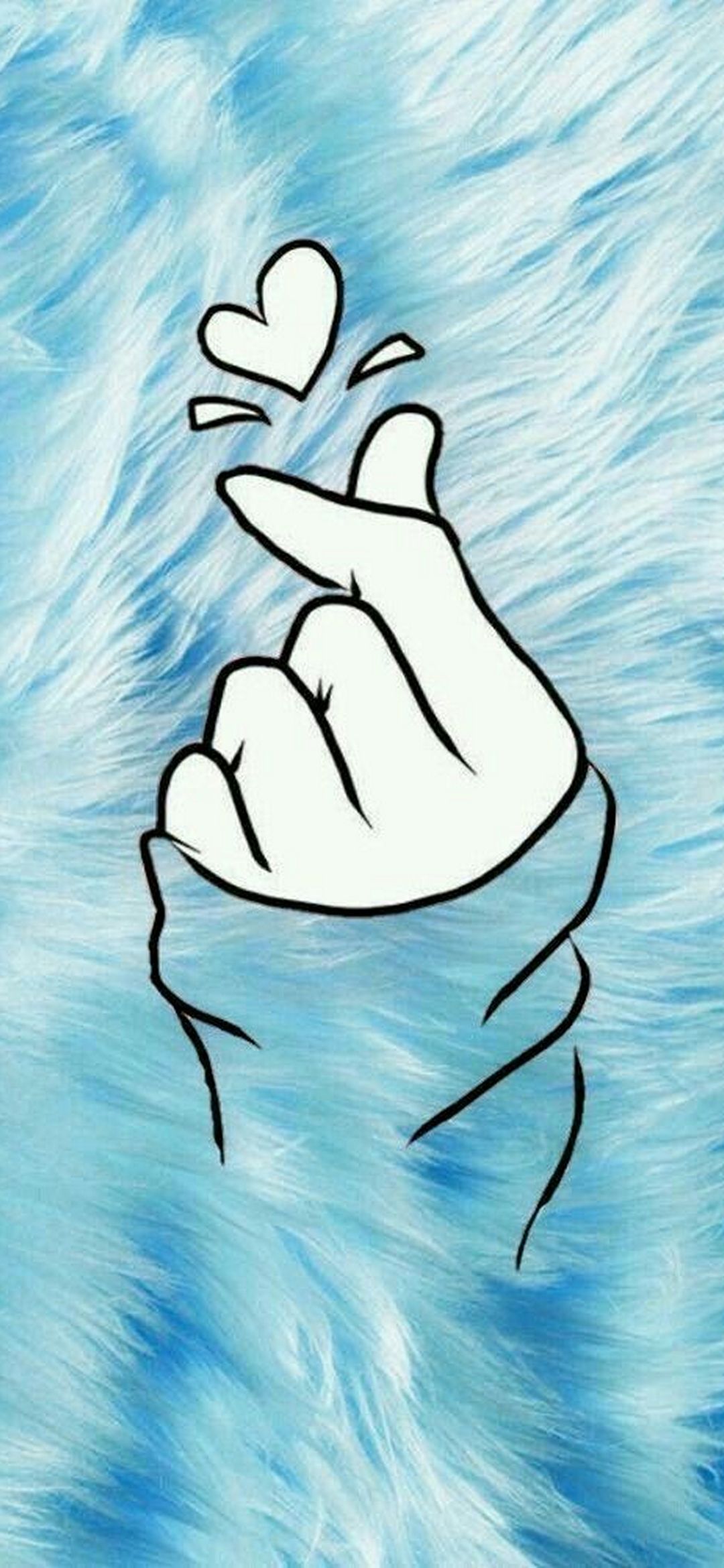 Fingerherz, Hand, Strichzeichnung, Fell-Textur, Hellblau, Android-Hintergrundbild