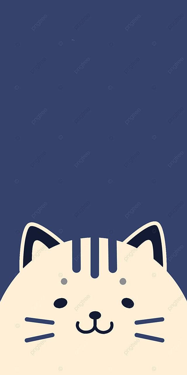 Katze, Cartoon, Dunkelblauer Hintergrund, Minimalistisch, Sperrbildschirm fürs iPhone