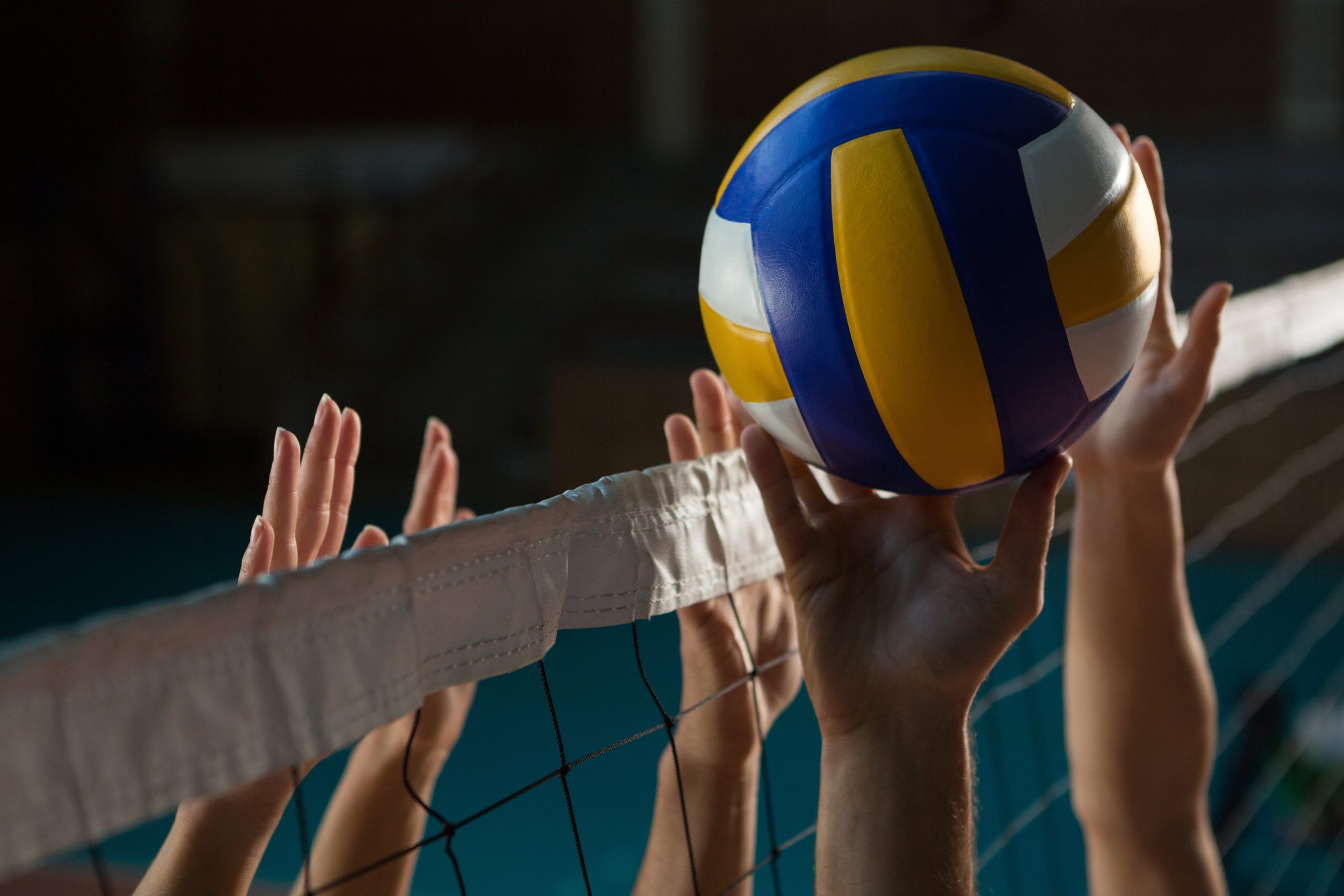 Volleyball, Netz, Hände, Block, 2K, Hintergrund für den Desktop