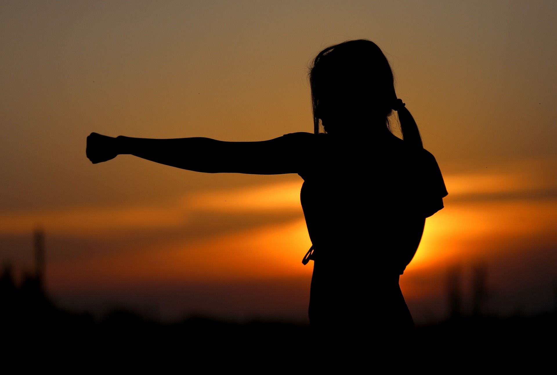 Silhouette, Frau, Sonnenuntergang, Orange, Full HD, Desktop-Hintergrund für Windows