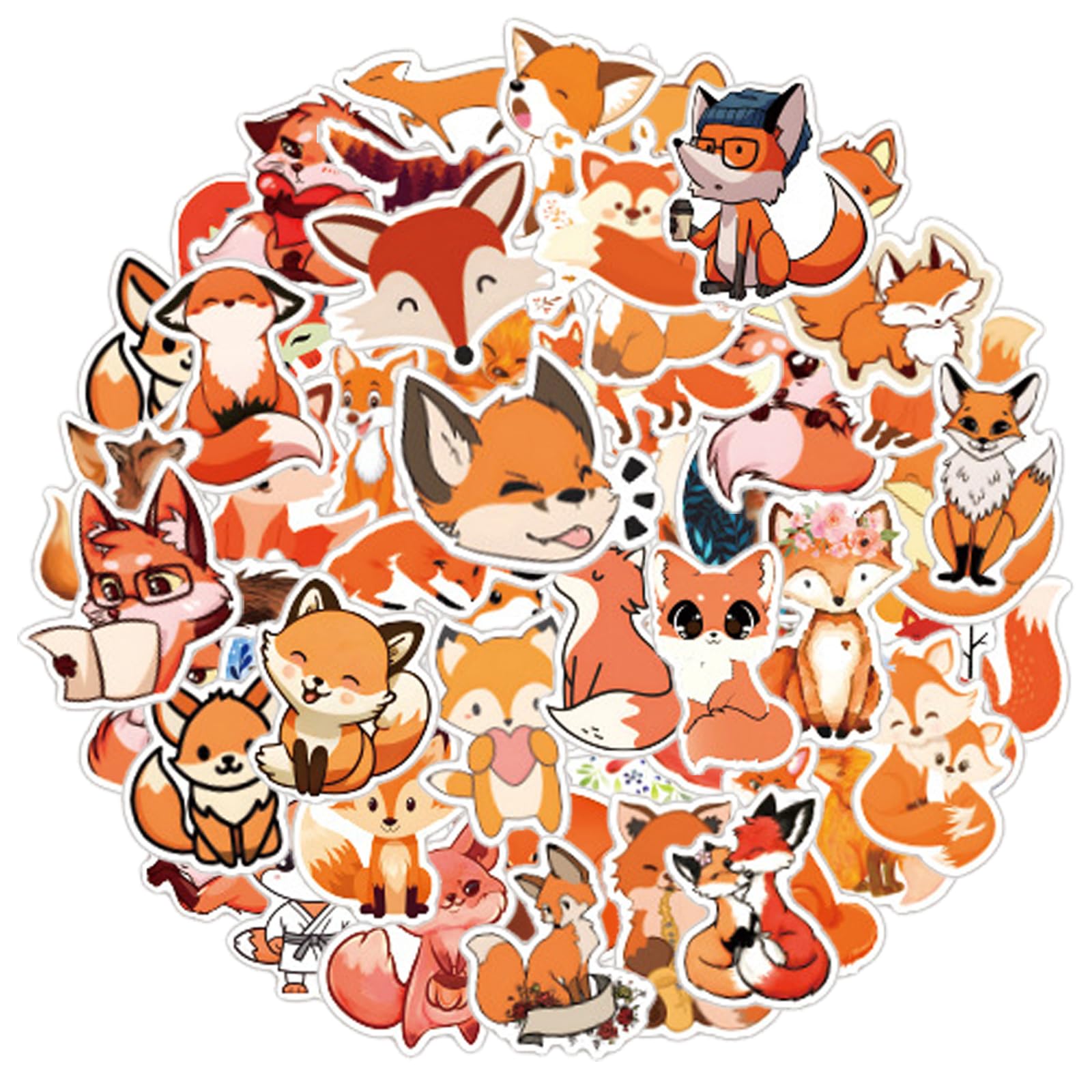 Füchse, Sticker, Orange, Collage, Cartoon, HD, Hintergrundbild fürs Tablet