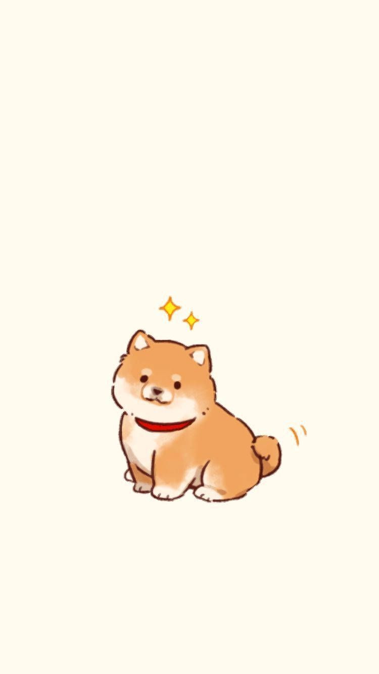 Shiba Inu, Welpe, Kawaii, Cremefarbener Hintergrund, Minimalistisch, Sperrbildschirm fürs iPhone
