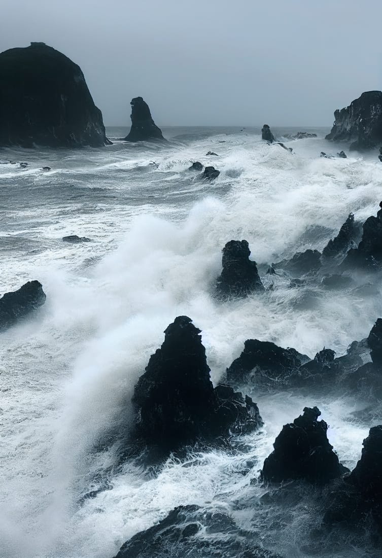 Felsenküste, Brandung, Gischt, Sturm, Dramatisch, Hintergrundbild für iPad und Tablet
