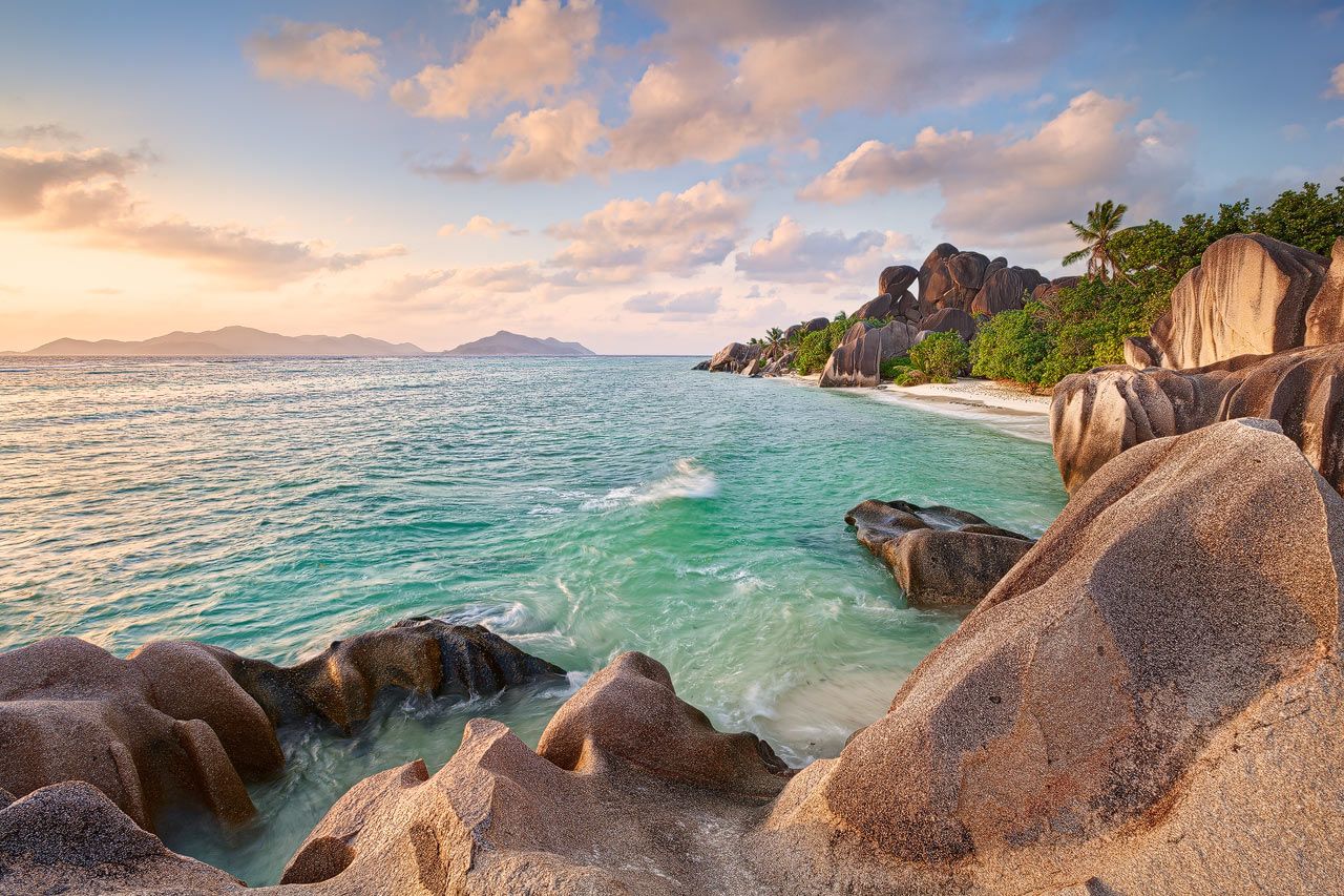Anse Source d'Argent, La Digue, Seychellen, Granitfelsen, Türkises Meer, Tropenstrand, HD Wallpaper