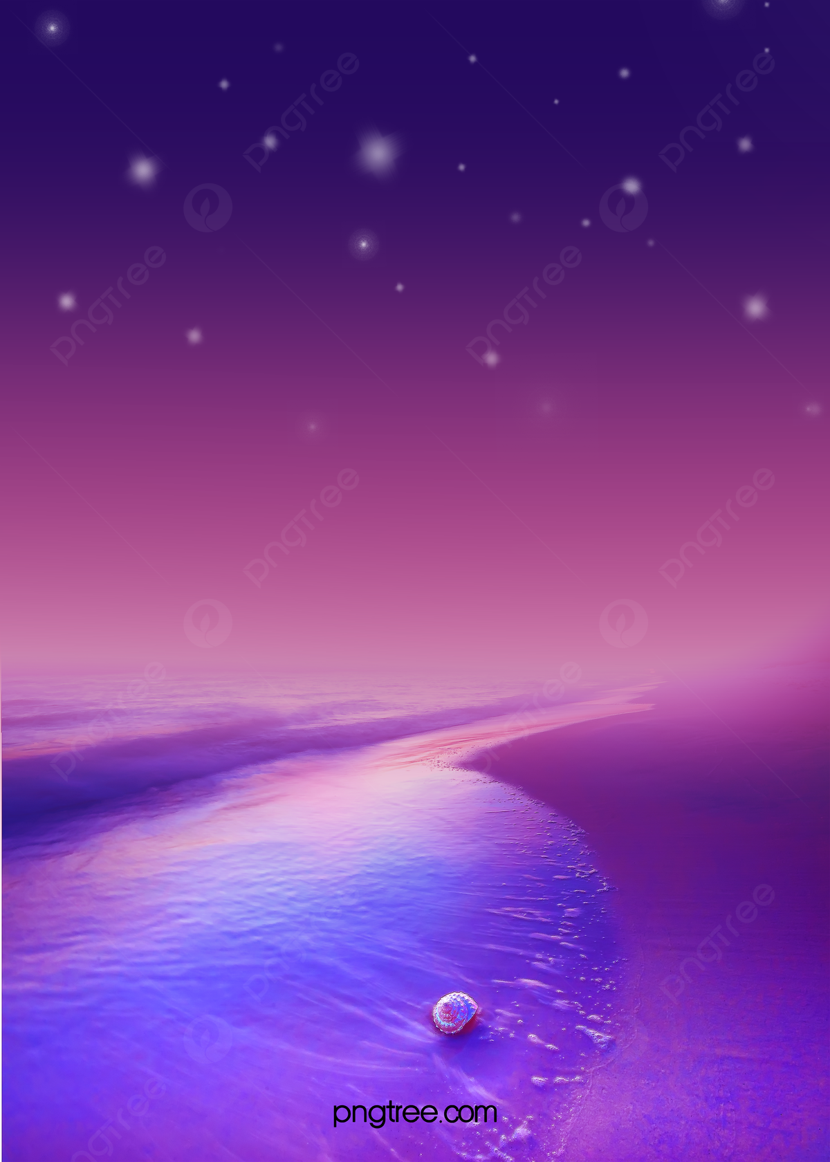 Strand, Lila, Sterne, Illustration, Fantasy, Full HD, Hintergrundbild fürs Tablet
