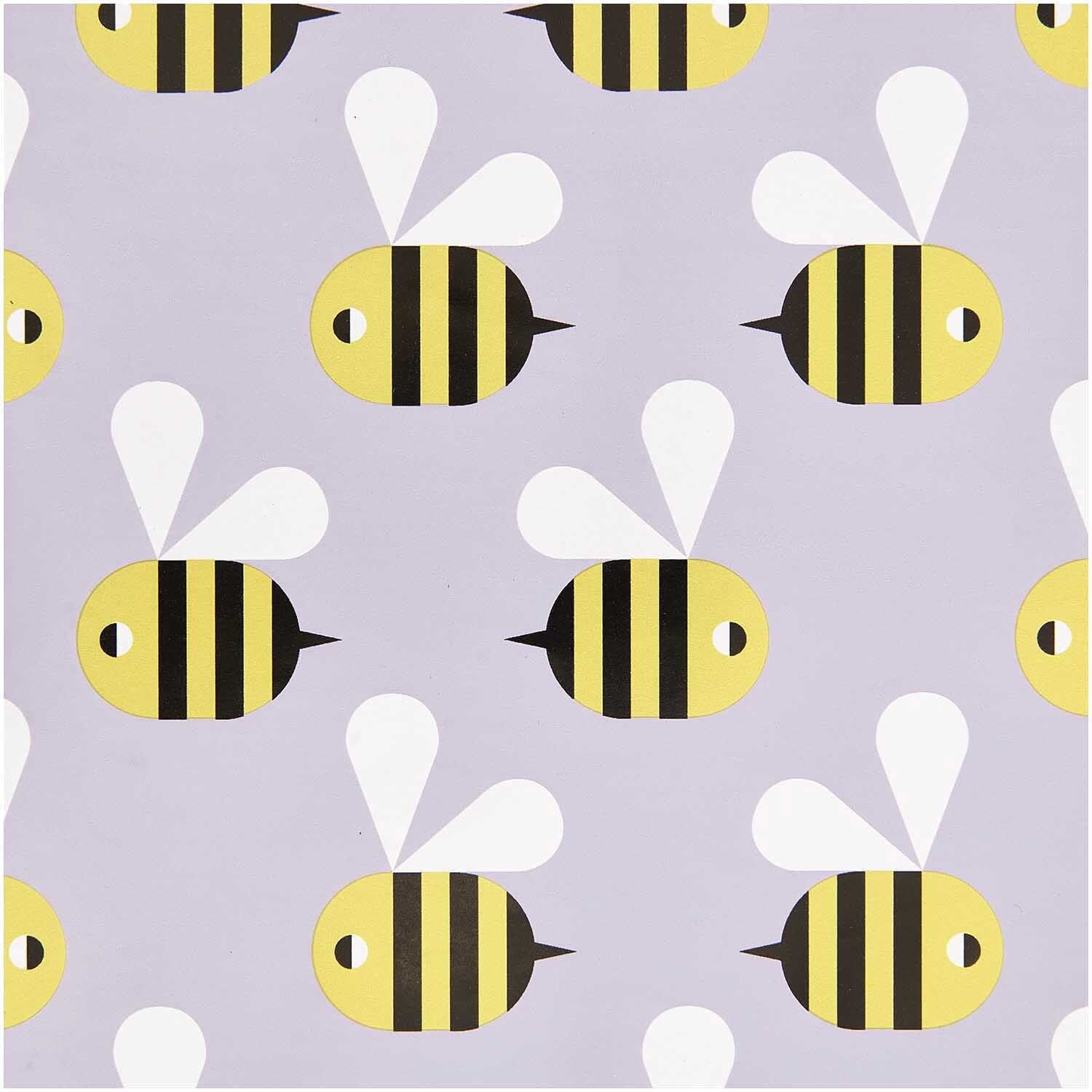 Bienen, Muster, Lavendelfarbener Hintergrund, Gelb, Cartoon, HD Wallpaper