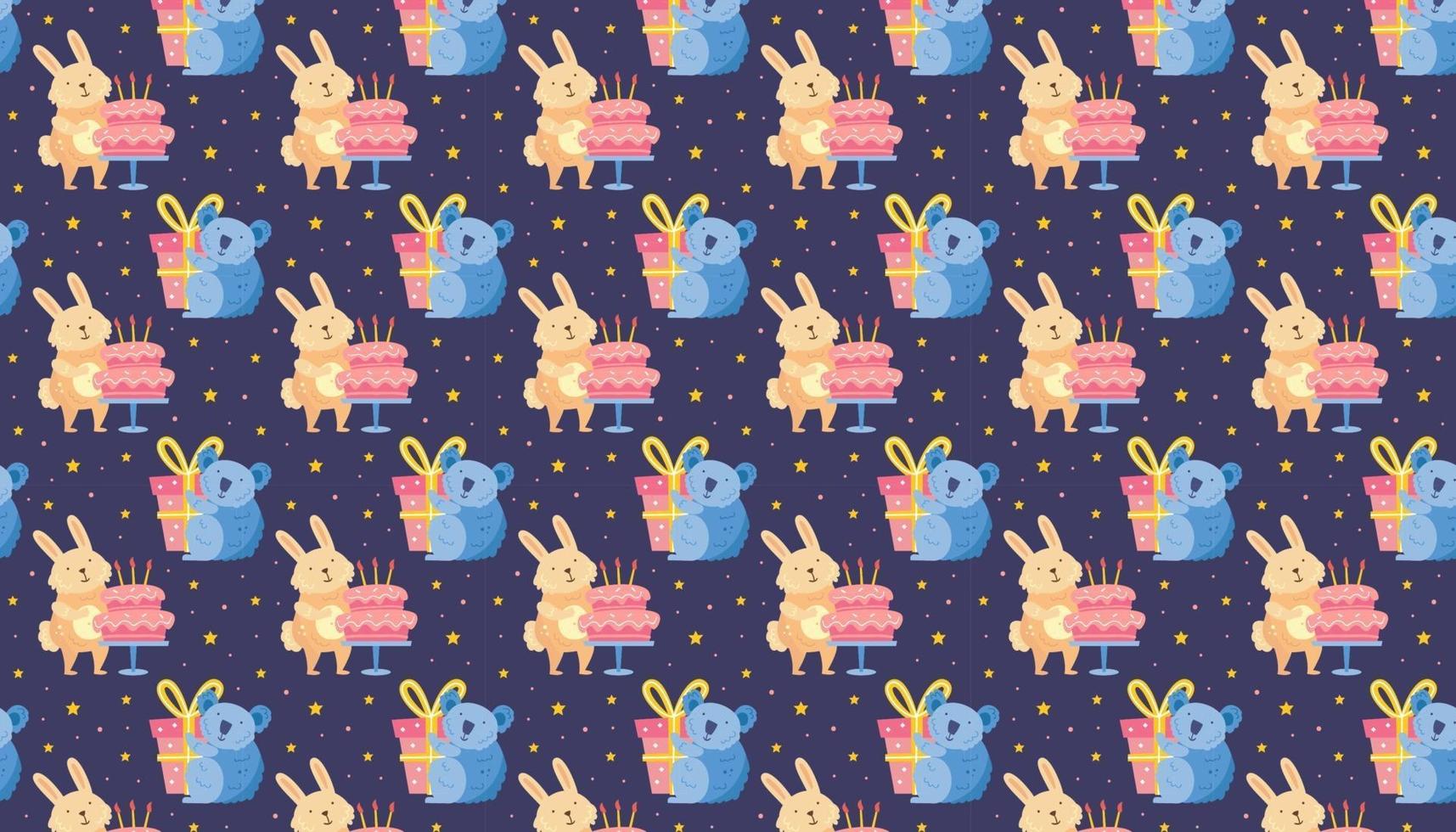 Hasen, Mäuse, Geschenke, Muster, Dunkelblau, HD, Hintergrund für den Desktop