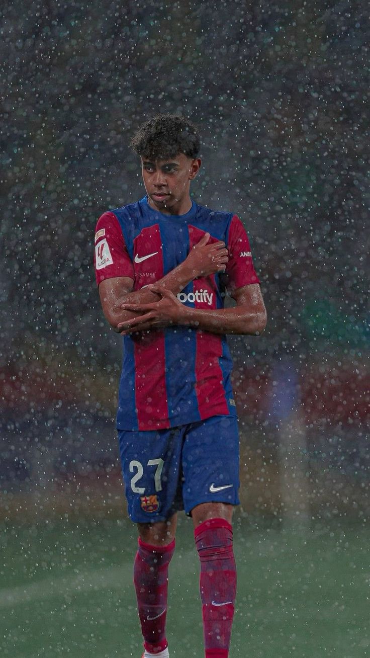 Lamine Yamal, FC Barcelona, Nummer 27, Ganzkörper, Dunkle Töne, HD, iPhone-Hintergrundbild