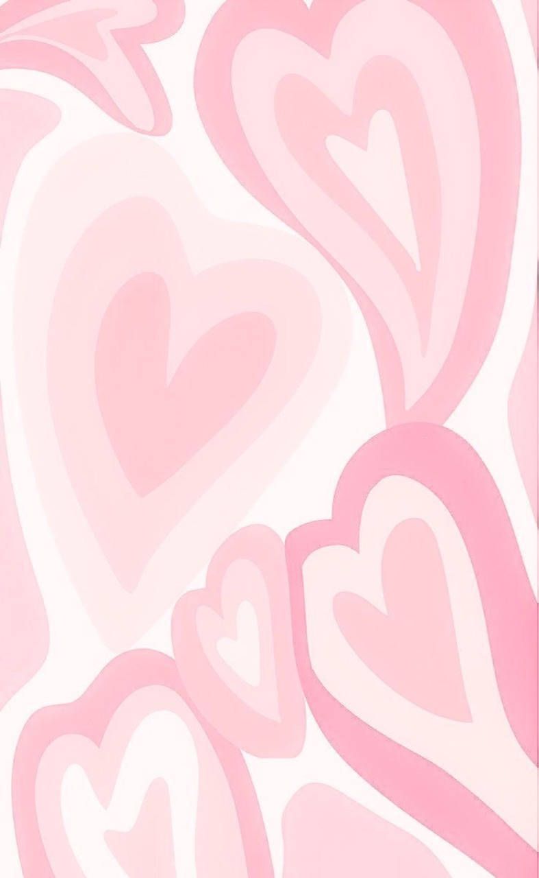 Herzmuster, Rosa Herzen, Pastell, Wellenformen, Hintergrundbild für iPhone und Android