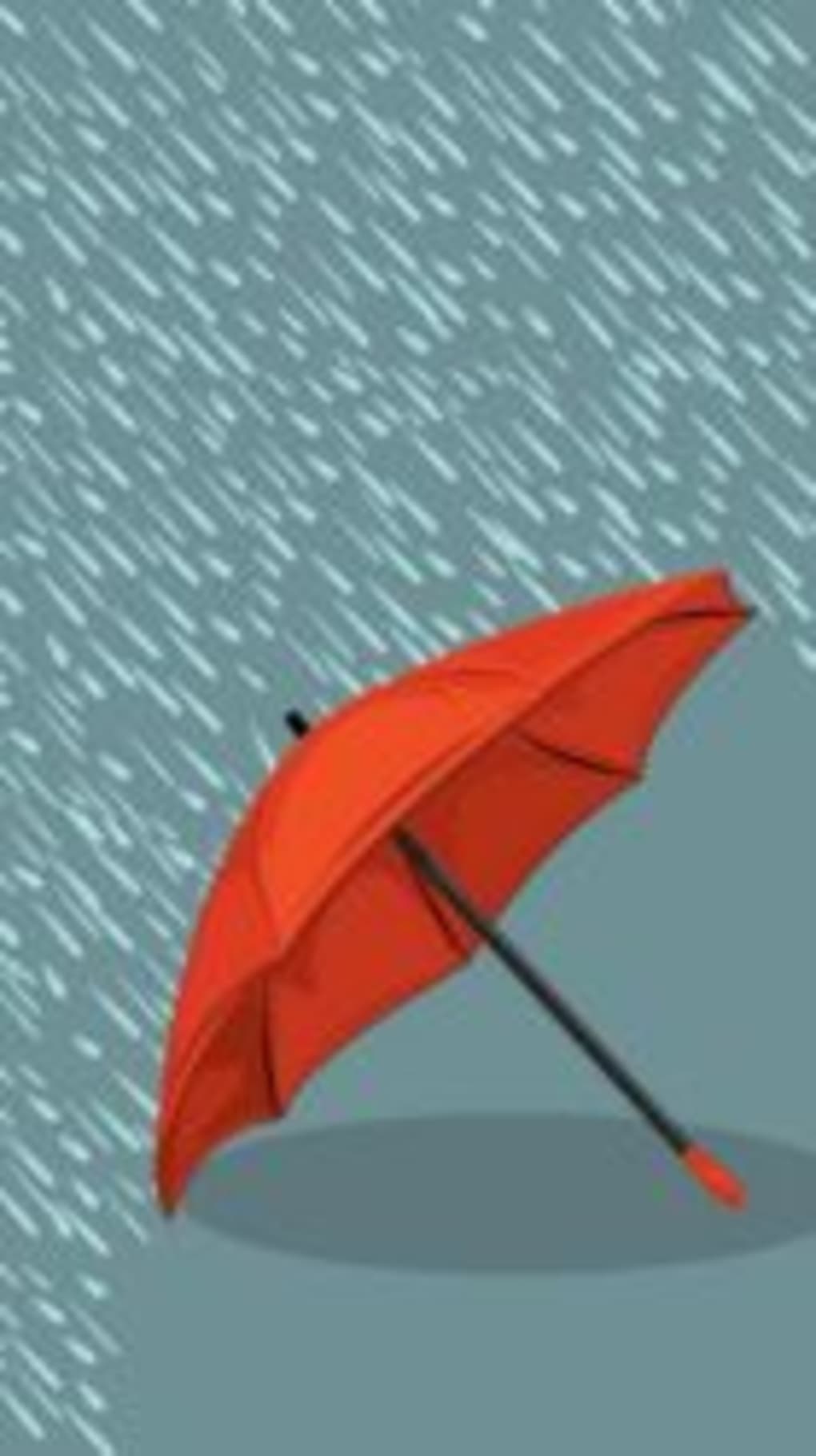 Roter Regenschirm, Regen, Minimalistisch, Illustration, Graublauer Hintergrund, Sperrbildschirm