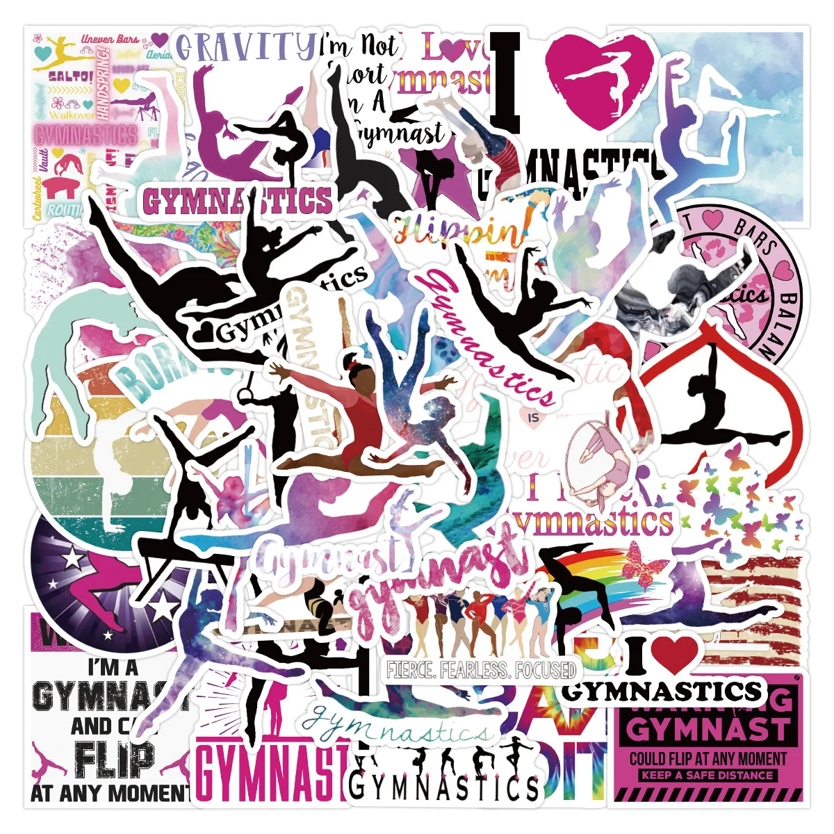 Gymnastics, Sticker, Collage, Bunt, Hintergrundbild für iPad und Tablet