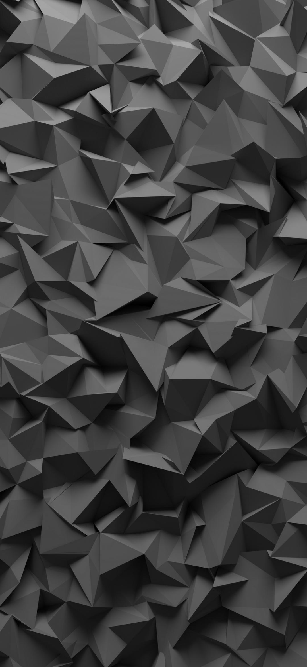 Polygone, 3D, Abstrakt, Dunkelgrau, Full HD, Handy-Hintergrund im Hochformat