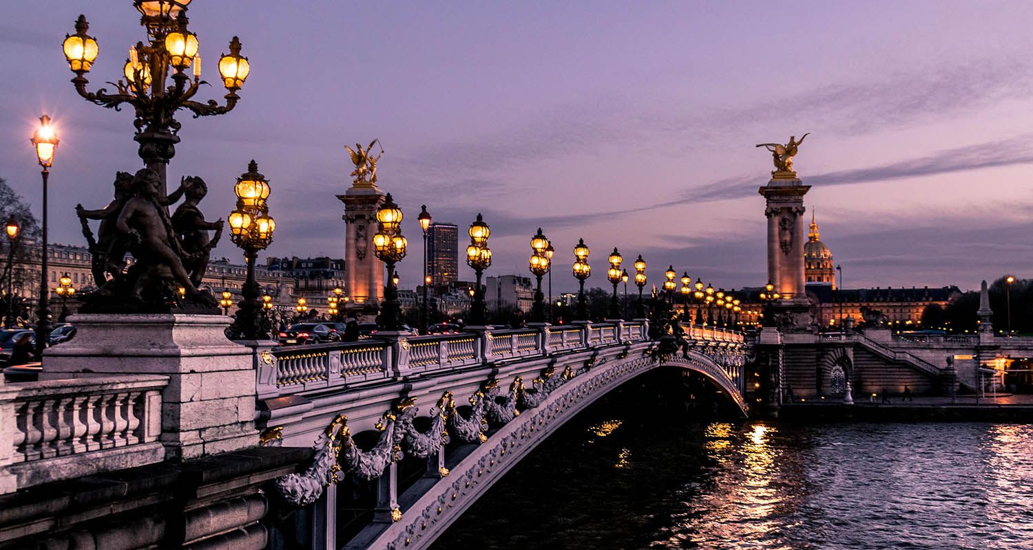 Pont Alexandre III, Paris, Seine, Laternen, Abenddämmerung, HD, Laptop-Hintergrundbild