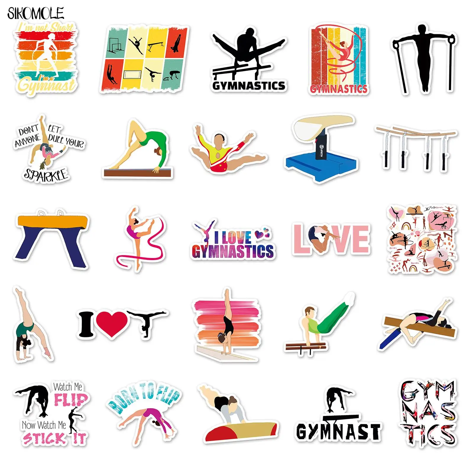Sticker, I Love Gymnastics, Turngeräte, Bunt, HD, iPad-Hintergrundbild
