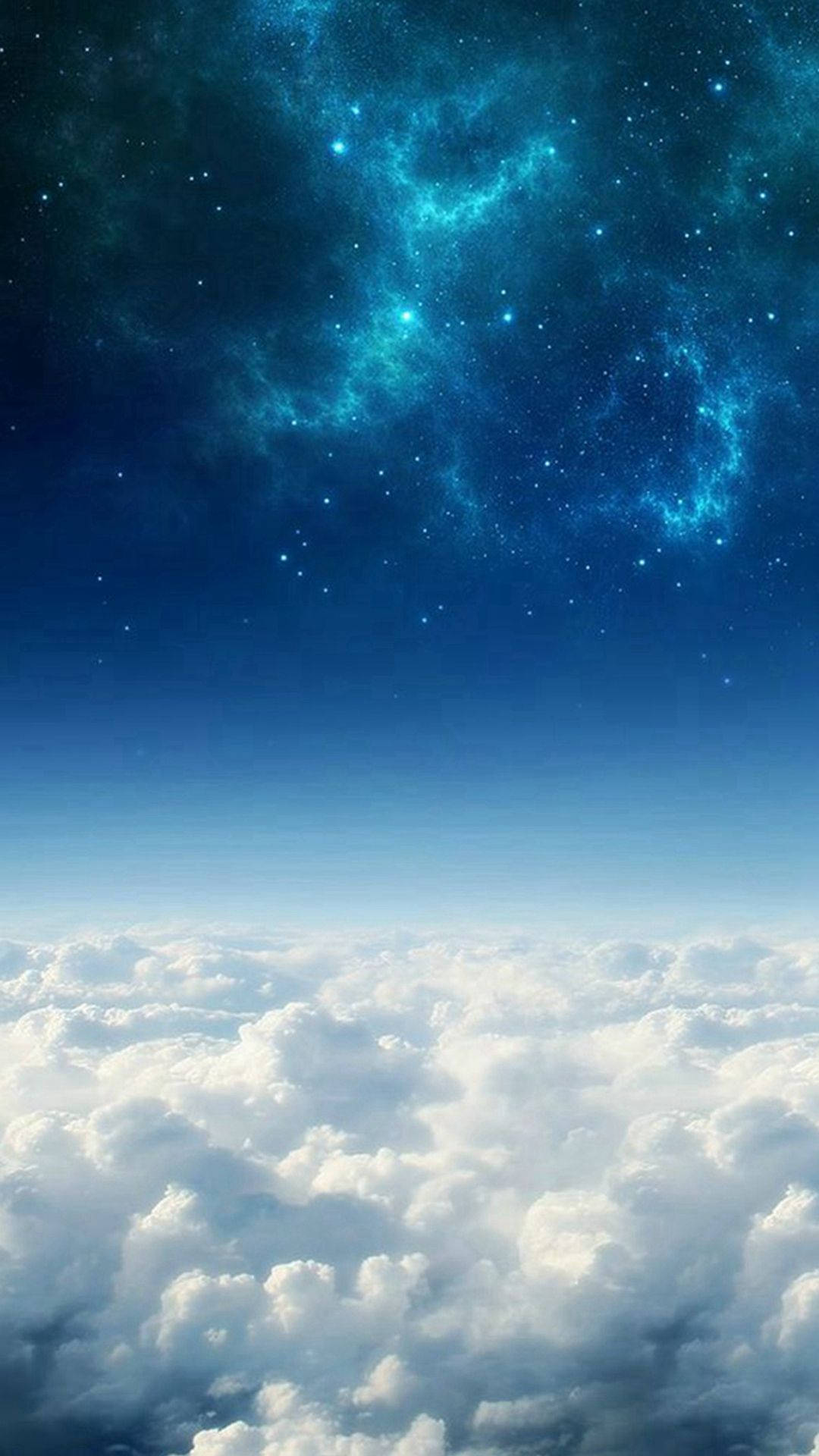 Sternenhimmel, Wolken, Galaxie, Blautöne, Full HD, Hintergrundbild fürs Handy