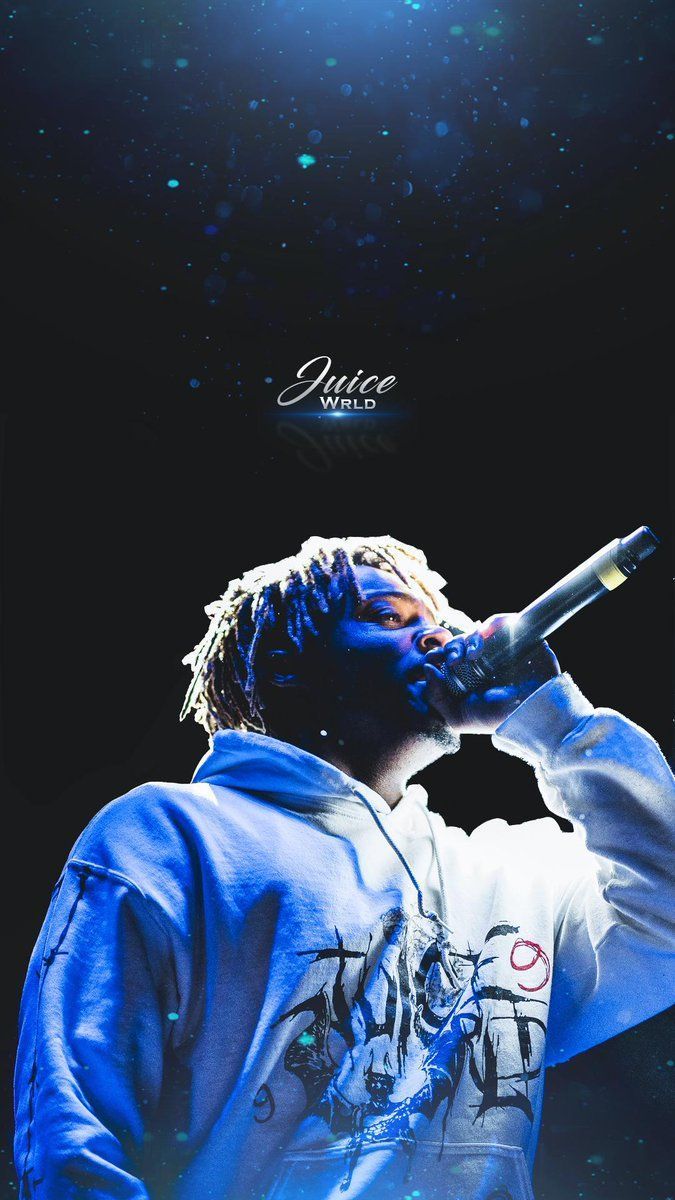 Juice WRLD, Mikrofon, Konzert, Blaues Licht, Silhouette, Android-Hintergrundbild