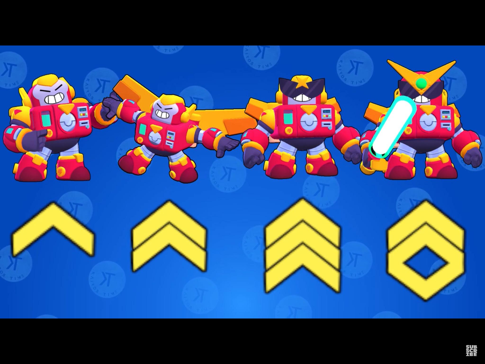 Surge (Brawl Stars), Brawl Stars, Upgrade-Stufen, Blauer Hintergrund, Roboter, Full HD Wallpaper