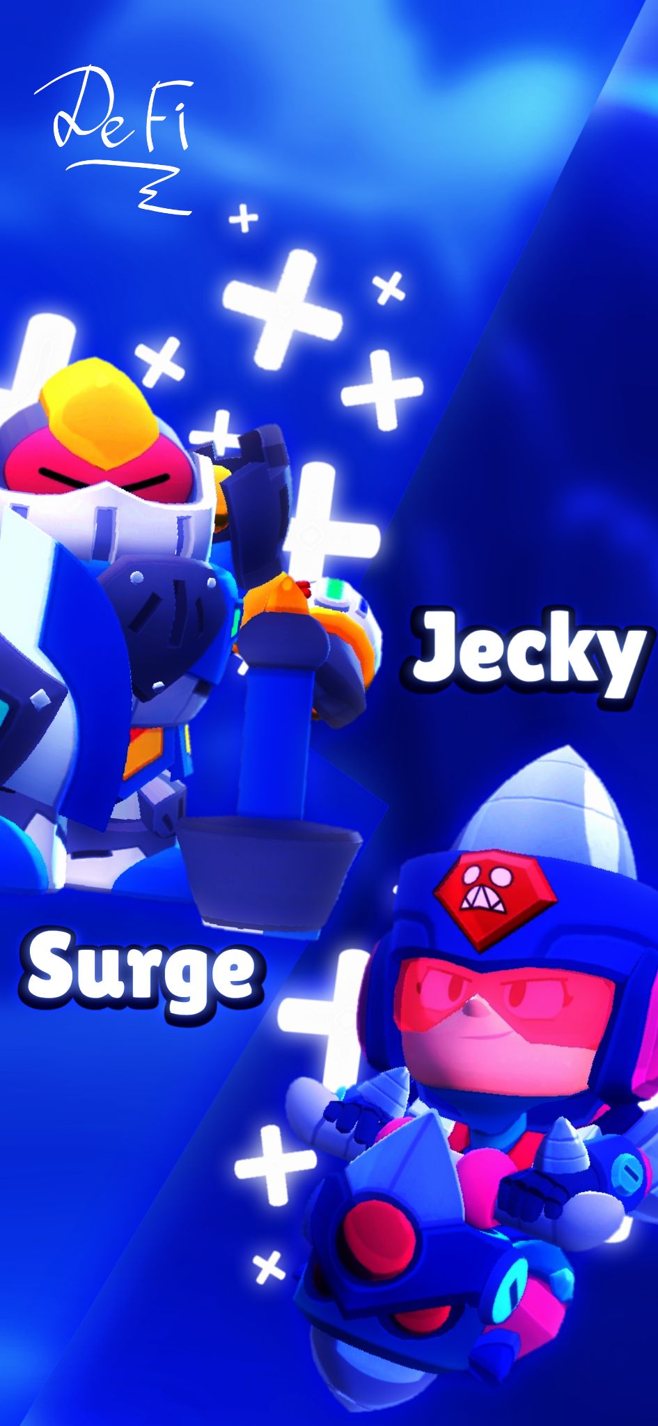 Surge (Brawl Stars), Jacky (Brawl Stars), Brawl Stars, Blau, Fan-Art, HD, iPhone-Hintergrundbild