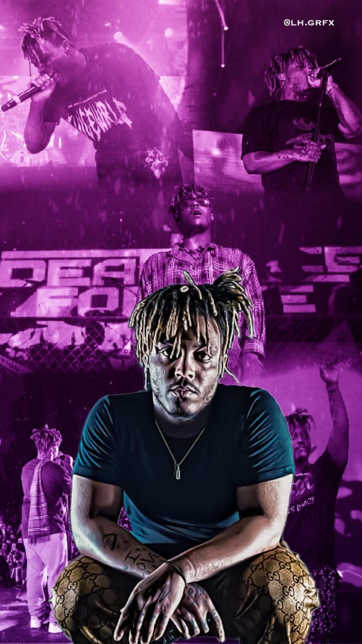 Juice WRLD, Collage, Lila, Pink, Rapper, Hintergrundbild für iPhone und Android