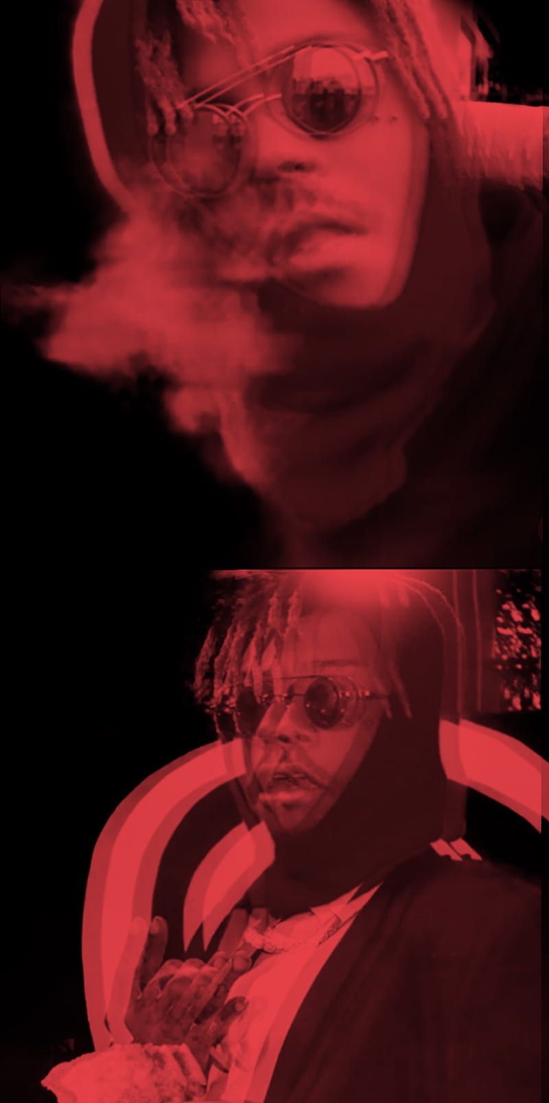 Juice WRLD, Rot, Doppelbelichtung, Unscharf, Dunkel, HD, Handy-Hintergrund im Hochformat