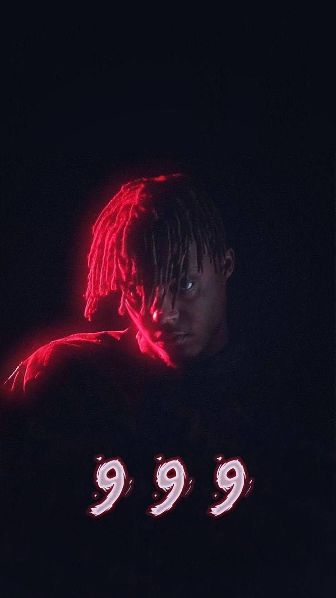 Juice WRLD, 999, Rotes Licht, Schwarzer Hintergrund, Minimalistisch, Sperrbildschirm fürs iPhone