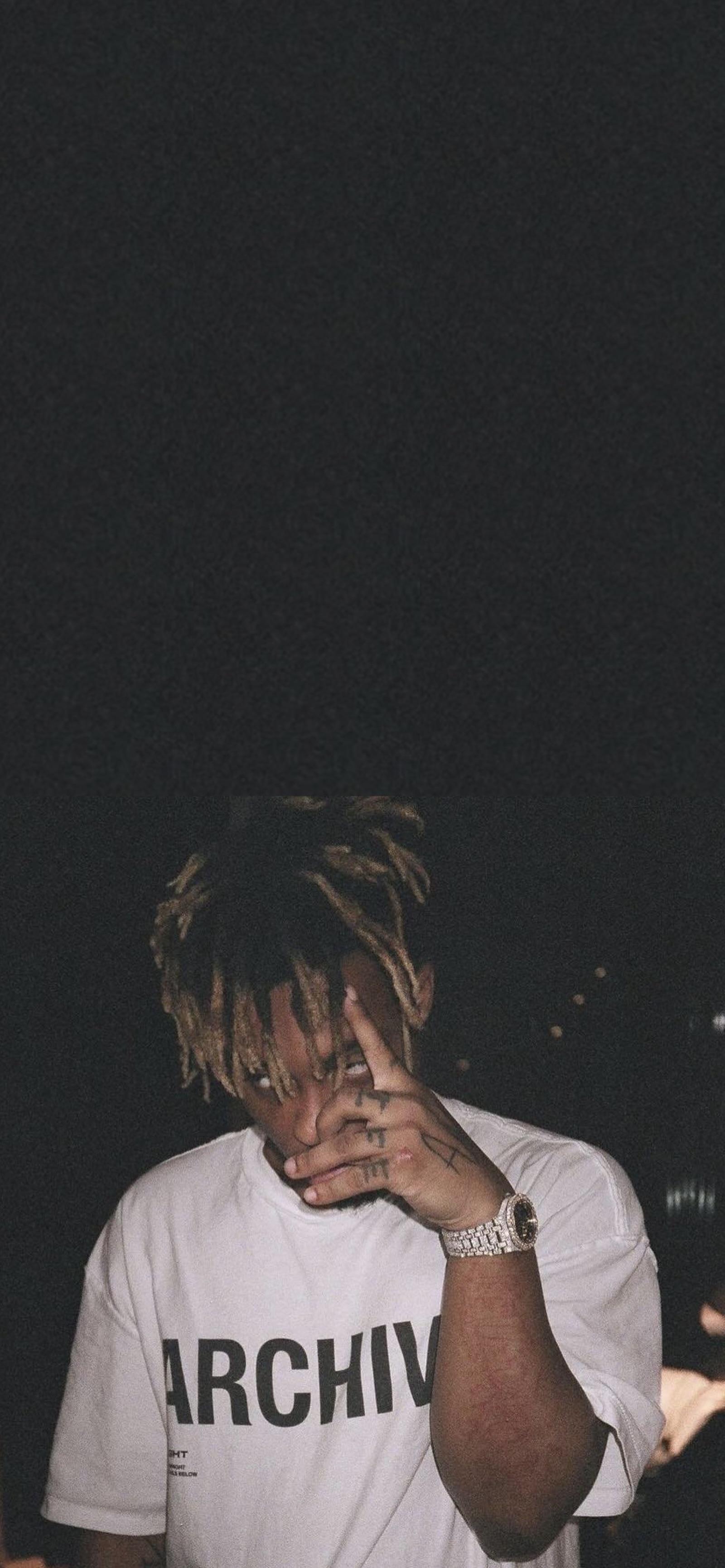 Juice WRLD, Weißes T-Shirt, Dunkel, Porträt, Minimalistisch, QHD+, Handy-Hintergrund